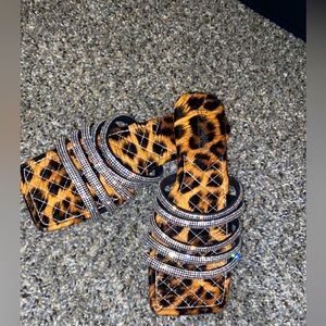 Leopard studded sandals